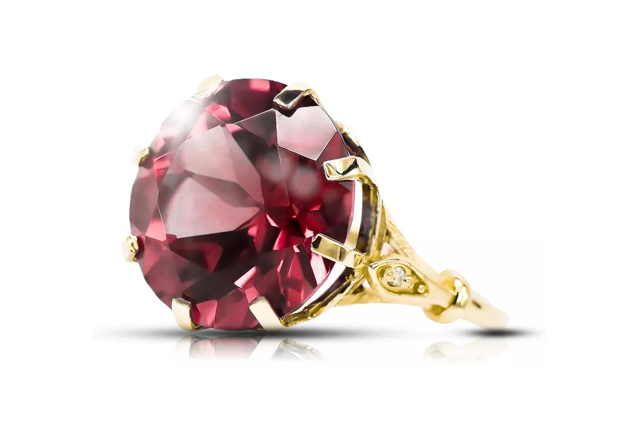 خاتم أسلوب فينتاج الروبين 14 كارت من الذهب الأصفر vrc073y